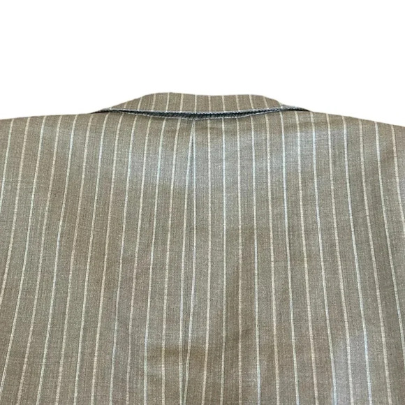 Ermenegildo Zegna Taupe White Pinstripe Blazer Jacket Suit Sport Caoat Size 54R - Picture 8 of 14